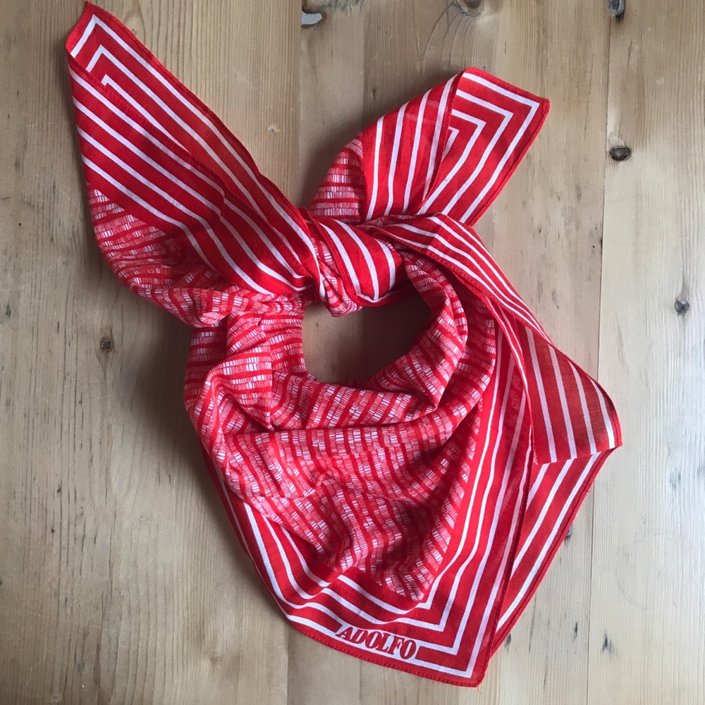 Adolfo Red Graphic Vintage Scarf